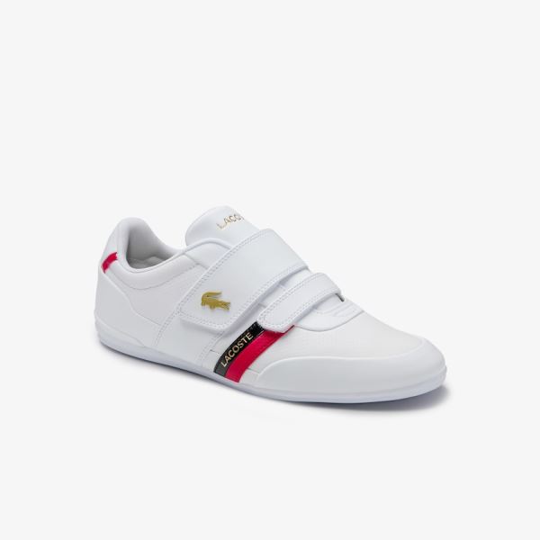 Lacoste Misano Strap Leather and Synthetic Sneakers Pánské - Tenisky Bílé / Červené | CZ-eDERKv